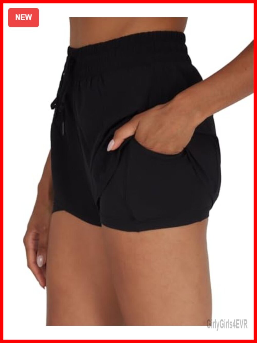 2-in-1 Running Shorts High Rise Athletic Biker Short Lined Pockets